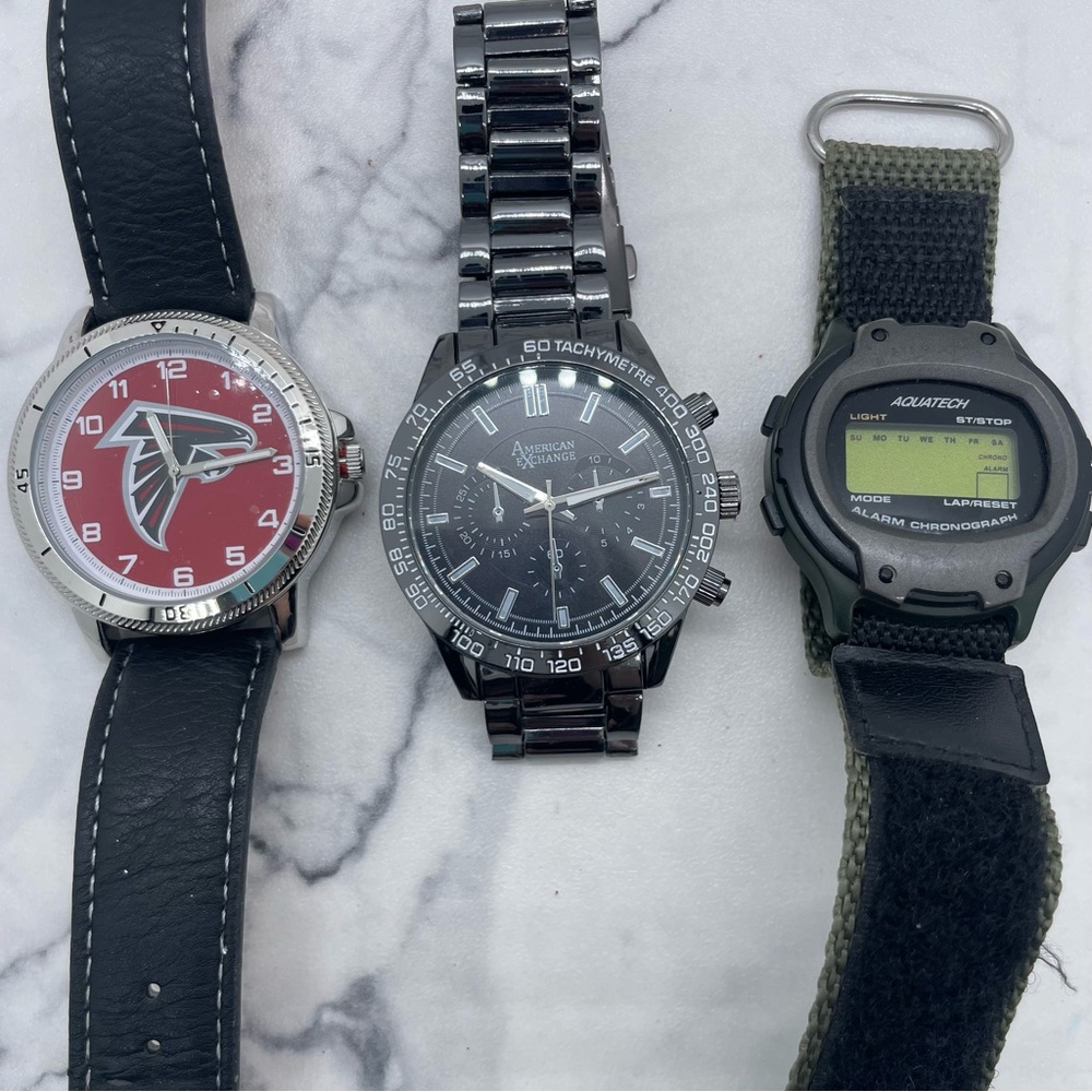 3 Men’s Watches Atlanta Falcons American Exchange Aquatech Need Batteries